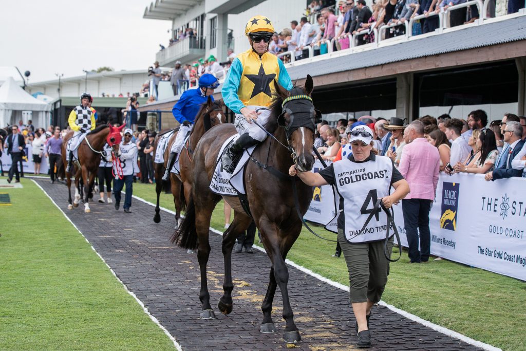 Jockey on horse at Magic Millions Carnival