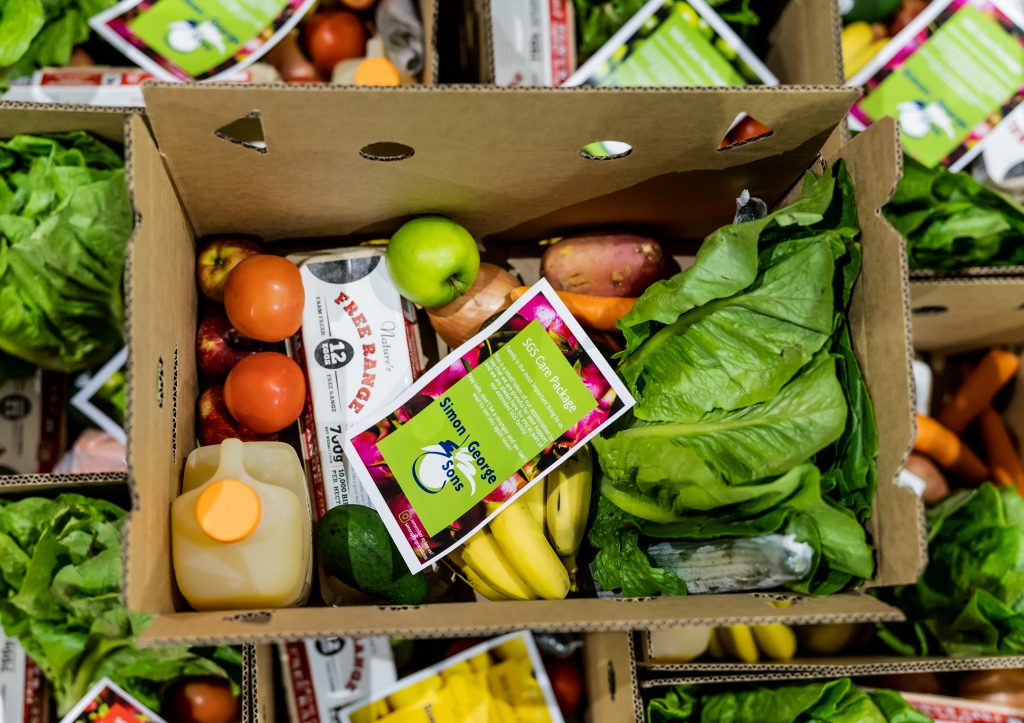 A box of fresh food from Simon George & Sons