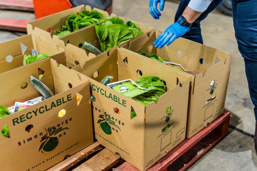 Boxes of groceries