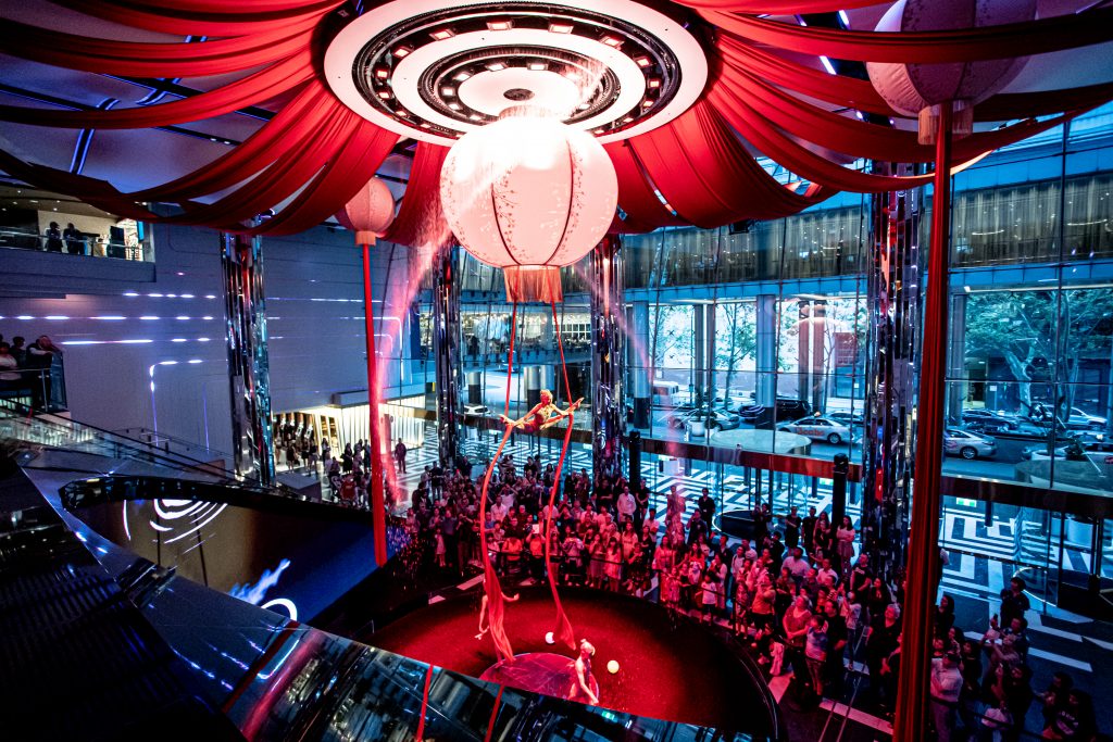 Acrobats perform at The Star Grand Foyer