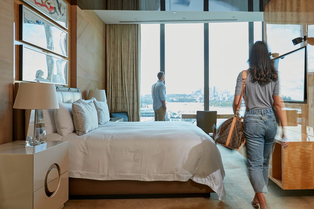 couple arriving on holiday