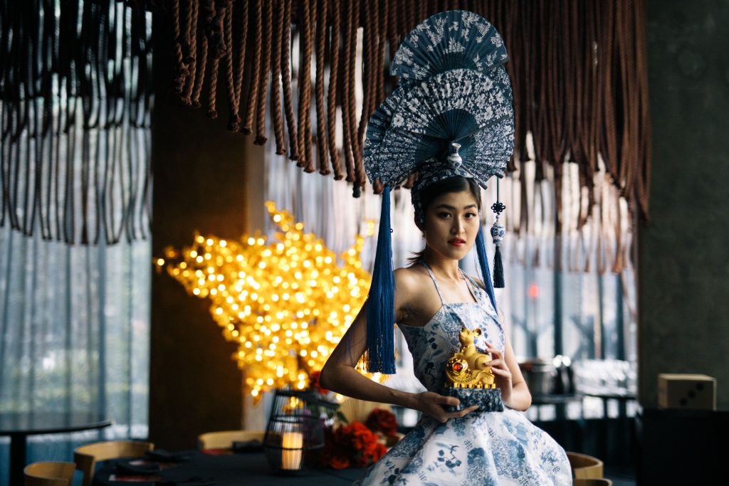 Woman dressed up for LNY
