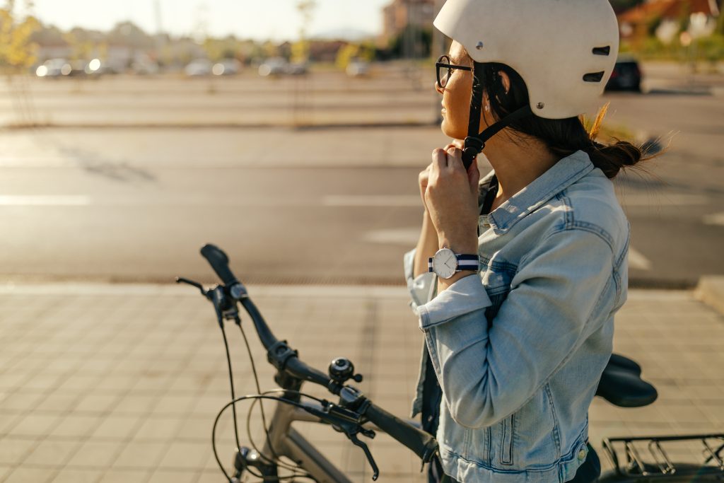 Woman going for a bike ride