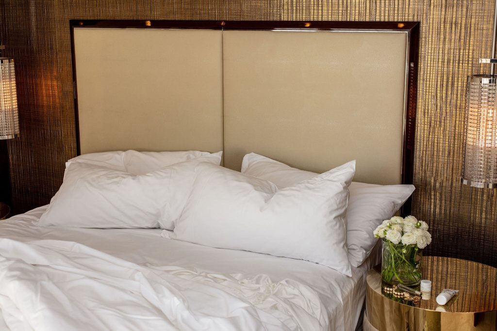 Crisp white bed linen