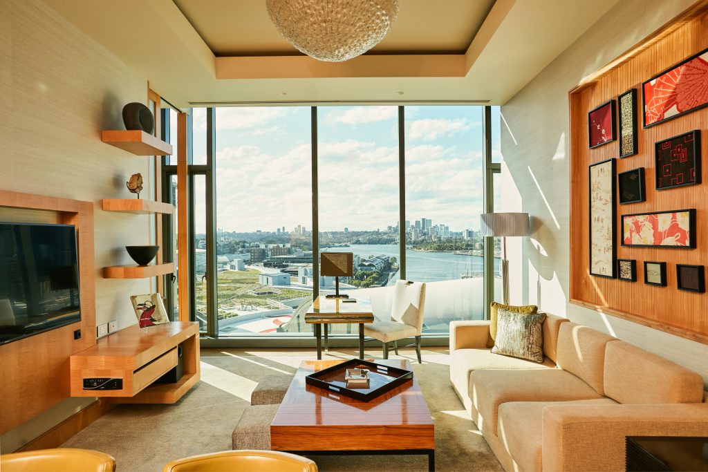 Natural light filtered through hotel suite