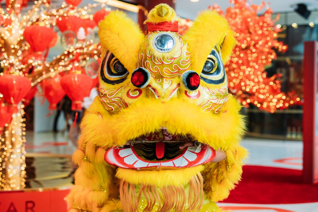 Lion dancers at The Star Sydney durng LNY